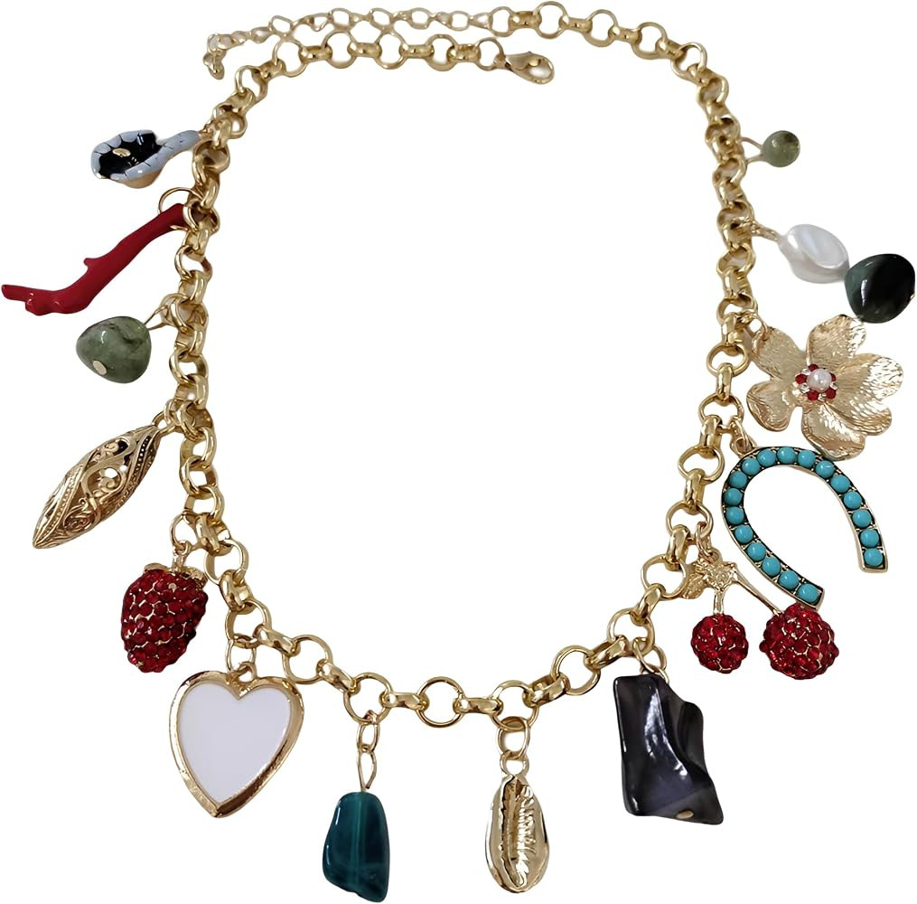 925 Sterling Silver Bib Necklace For Women - Colorful Starfish Shell Heart Indian Statement Charm... | Amazon (US)