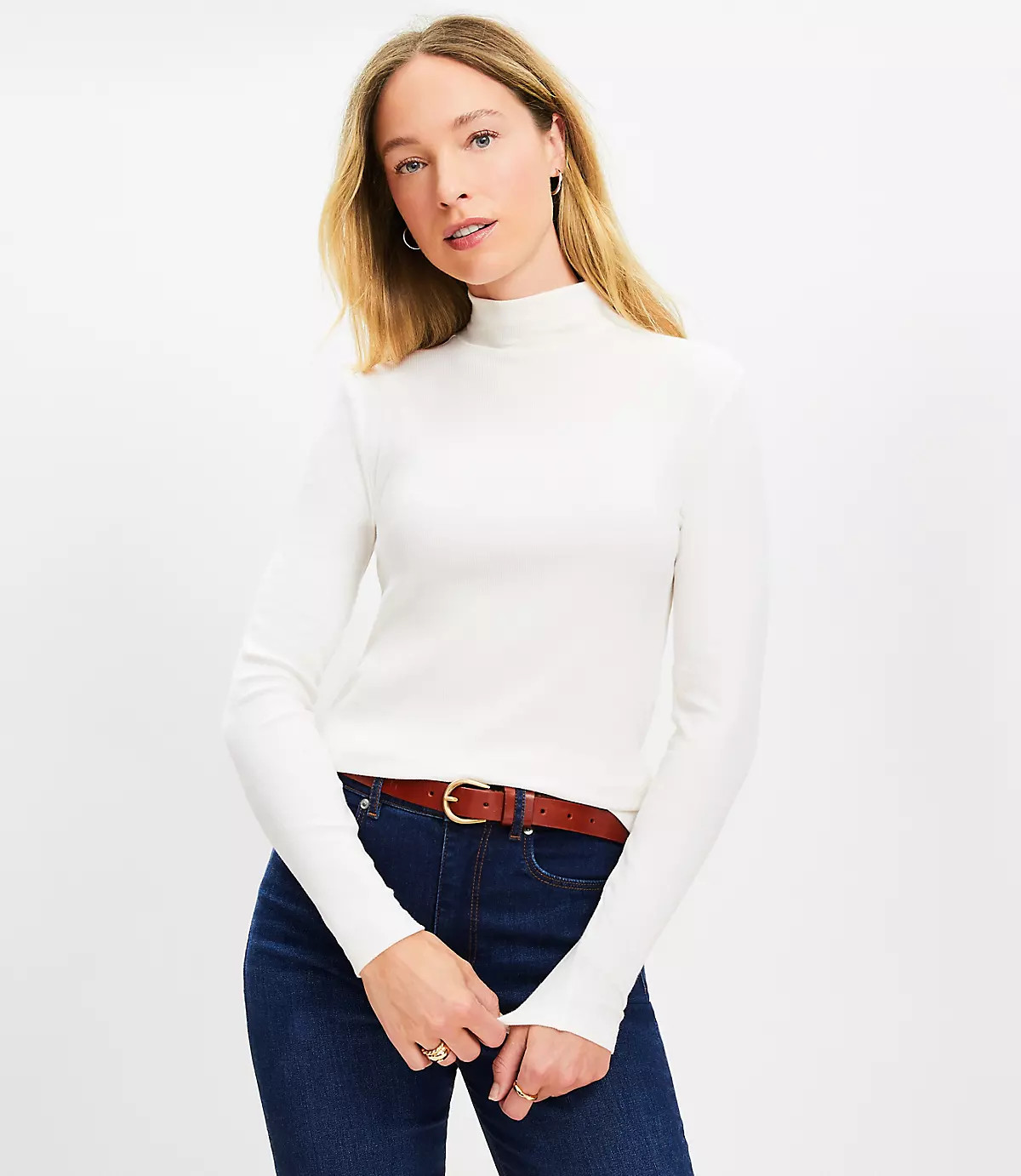 Ribbed Mock Neck Top | LOFT