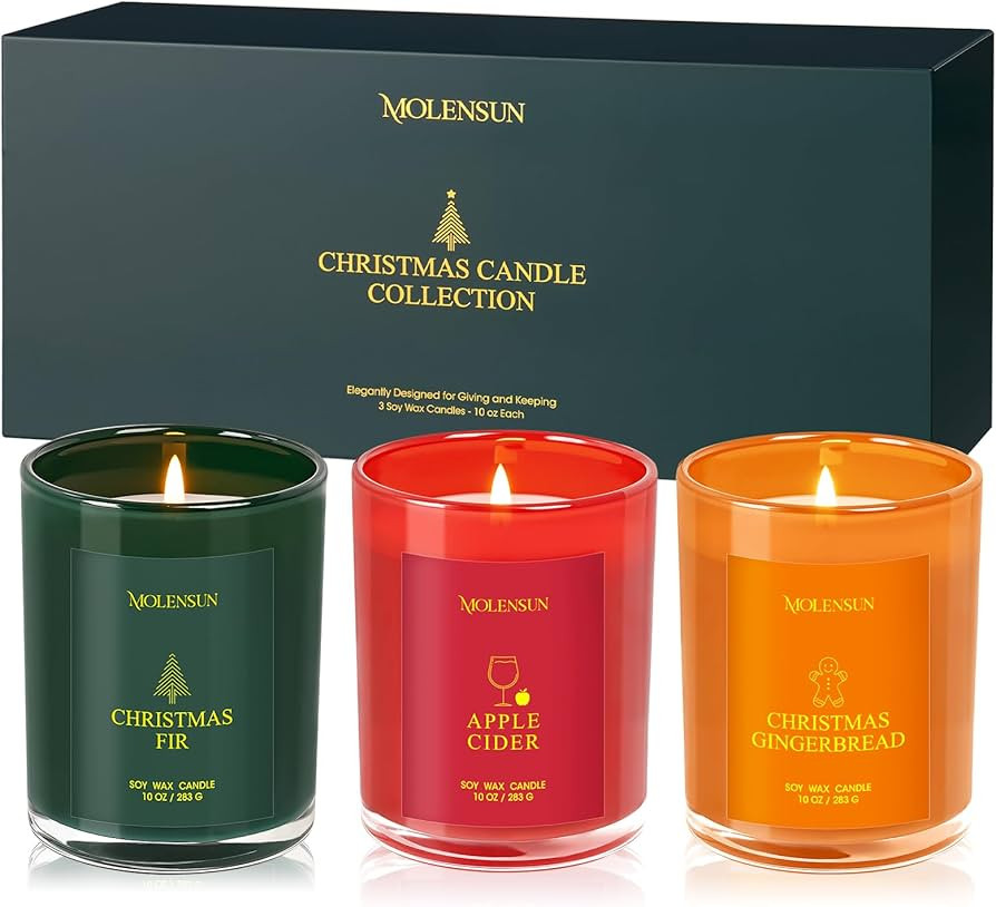 Christmas Candles Gift Set, 3 Pack Total 30oz Soy Scented Candles in Luxury Gift Box, Birthday & ... | Amazon (US)