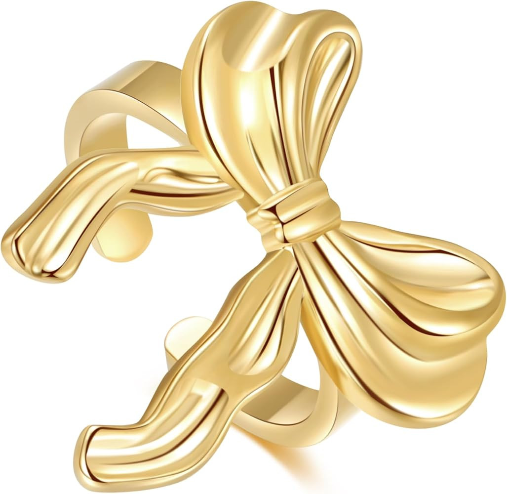 Open Adjustable Rings 18K Gold Plated Simple Stacking Rings Intertwined Cross Statement Rings Gol... | Amazon (US)