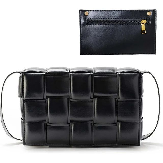 Woven Padded Cassette Crossbody Bags for Women, Small Leather Shoulder Bag Trendy Handbag Women's... | Walmart (US)