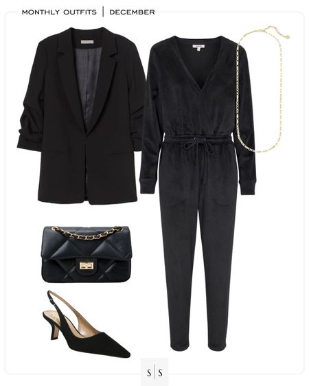 Monthly outfit planner : DECEMBER looks | #blazer #jumpsuit #holidayoutfit #slickbackheels #monochromeoutfit #winteroutfit #classicstyle | See entire calendar on thesarahstories.com  ✨

#LTKstyletip