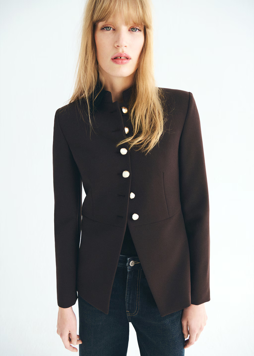 Jacket with jewel-button strip collar | Mango (US/MX/AU)