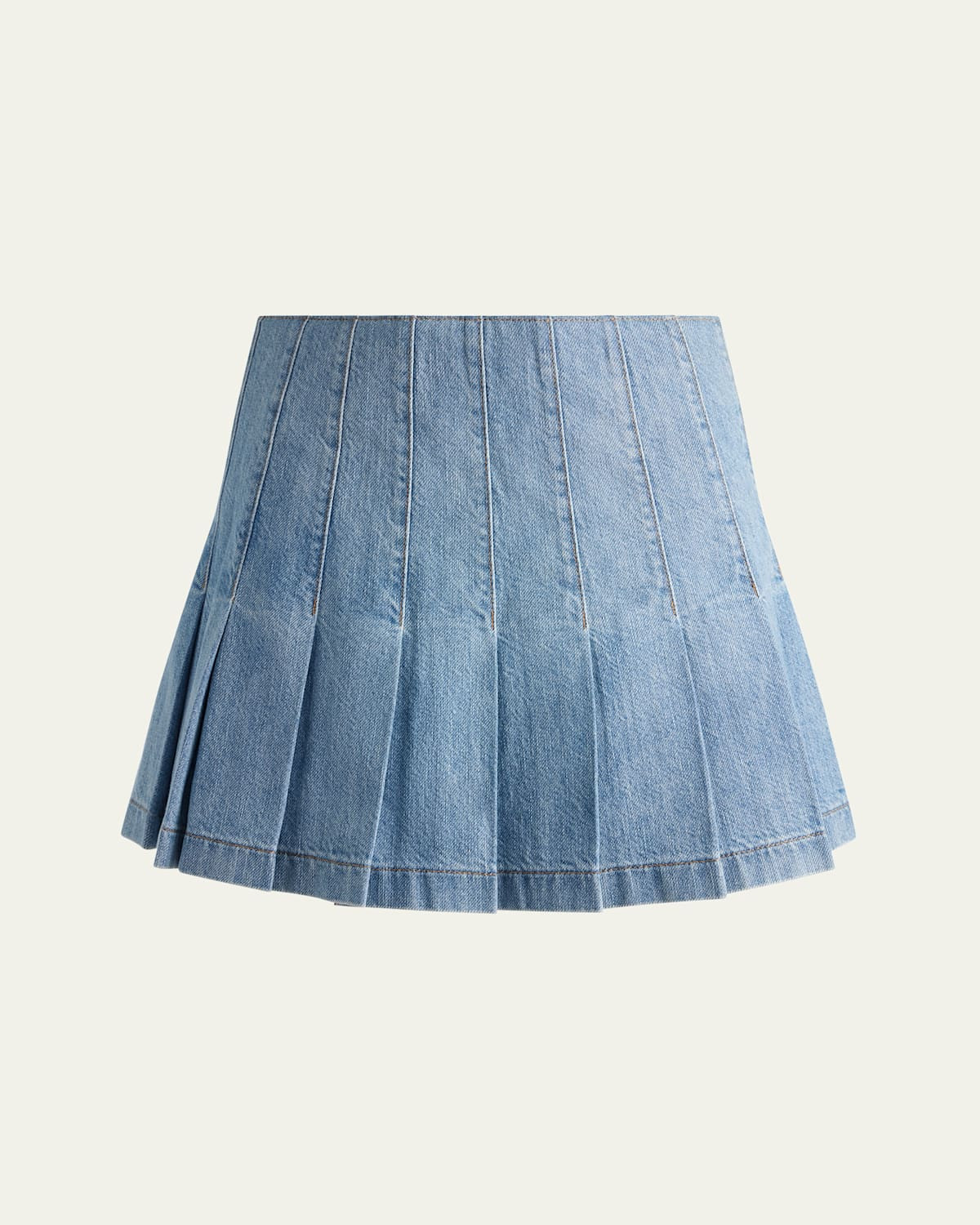 Carter Pleated Denim Mini Skirt | Bergdorf Goodman