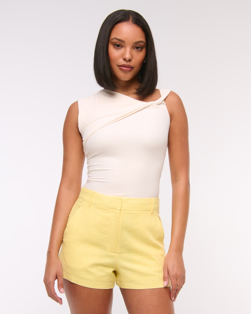 Women's A&F Sloane Tailored Linen-Blend Short | Women's Bottoms | Abercrombie.com | Abercrombie & Fitch (US)