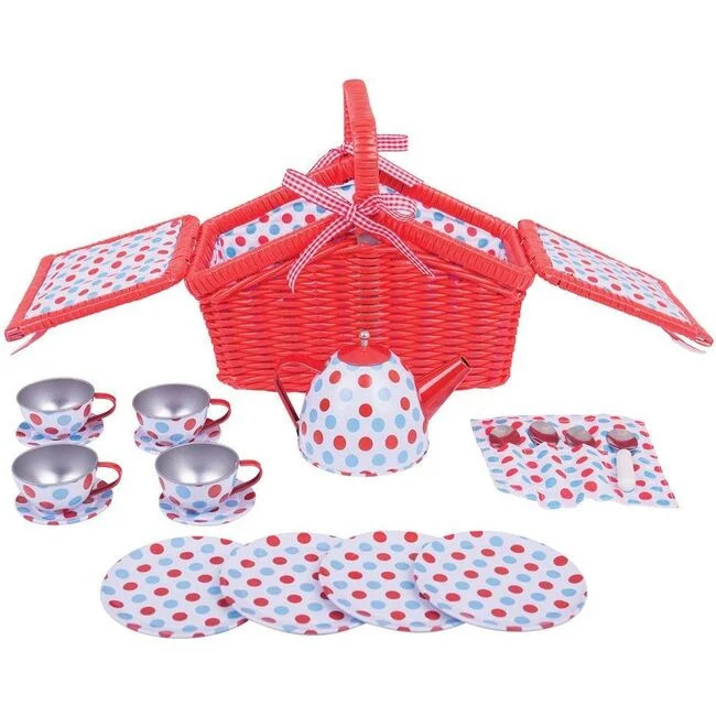 Polka Dot Basket Tea Set | Maisonette