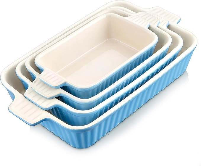 MALACASA Casserole Dishes for Oven, Porcelain Baking Dishes, Ceramic Bakeware Sets of 4, Rectangu... | Amazon (US)
