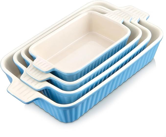 MALACASA Casserole Dishes for Oven, Porcelain Baking Dishes, Ceramic Bakeware Sets of 4, Rectangu... | Amazon (US)