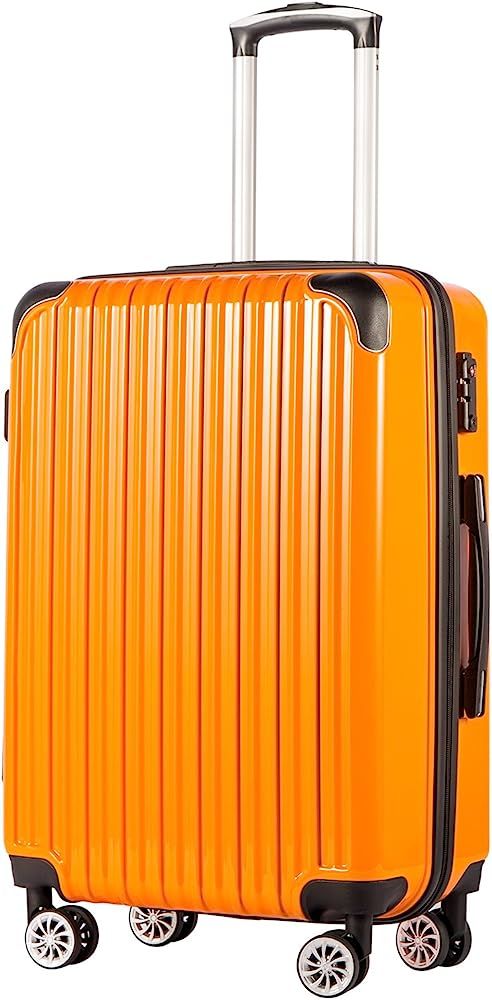 Coolife Luggage Expandable(only 28") Suitcase PC+ABS Spinner 20in 24in 28in Carry on (orange new, L( | Amazon (US)