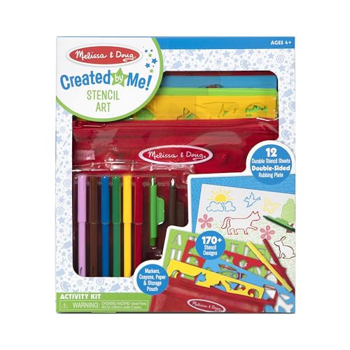 Melissa & Doug Created by Me! Stencil Art Coloring Activity Kit in Storage Pouch - 170+ Designs, 6 Markers, 2 Crayons, Paper - FSC-Certified Materials | Amazon (US)