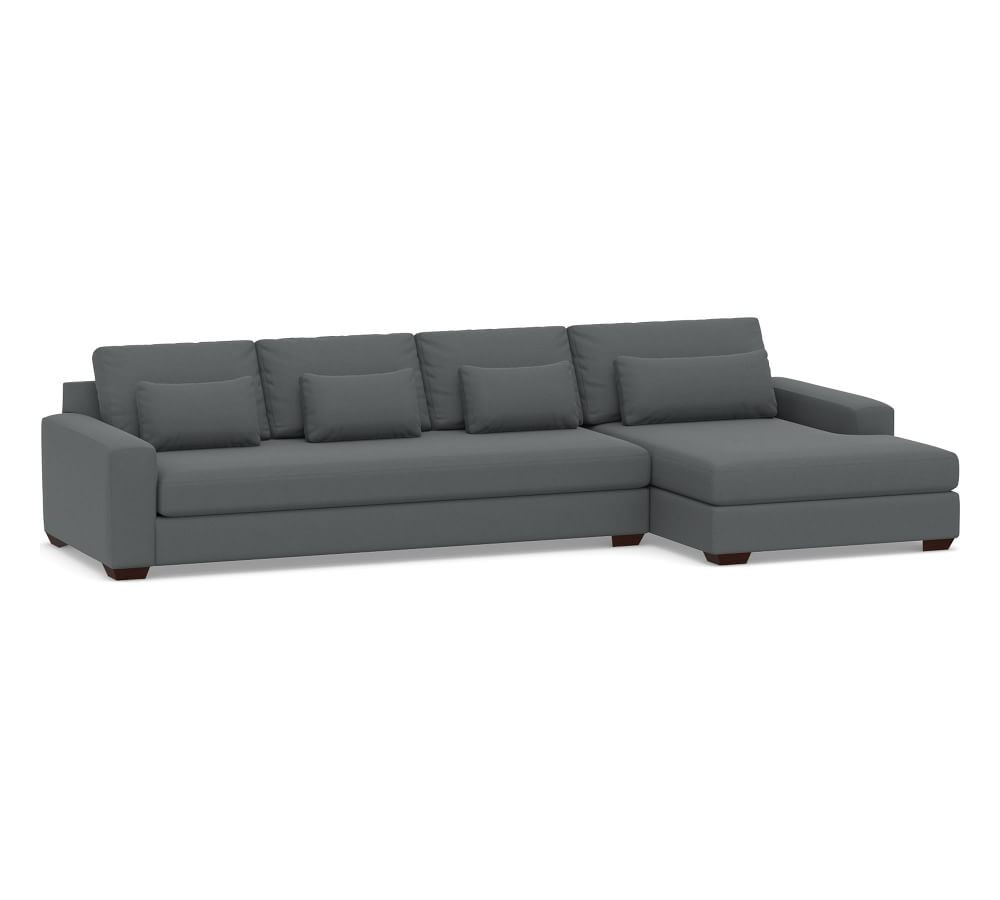 Big Sur Square Arm Deep Seat Upholstered Sofa with Double Wide Chaise Sectional | Pottery Barn (US)