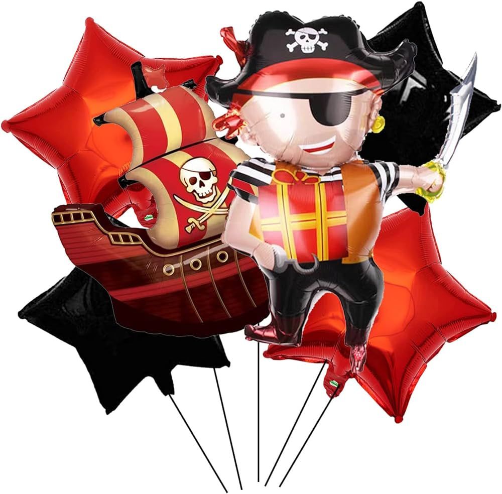 5 Pcs Pirate Ship Foil Mylar Balloons Pirate Birthday Party Supplies Pirate Party Decorations Oce... | Amazon (US)