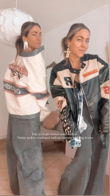 Day 30/31 get winter ready with us. #LTKGift #getreadywithus #grwus 
.
Varsity jackets combined with an extreme wide leg denim 🐘🐘 @prettylittlething just two more night away to start a new year with you besties!! 👯‍♀️🫶🏼🫶🏼 
Happy weekend shopping linked our extreme wide leg below and added our fave varsity jackets. 🎀🎀
.
#plt #Pltstyle #prettylittlething #varsityjacket #varsity #baseballjacket #twinningiswinning #grwm #getready #oversized 

#LTKHoliday #LTKGiftGuide #LTKVideo