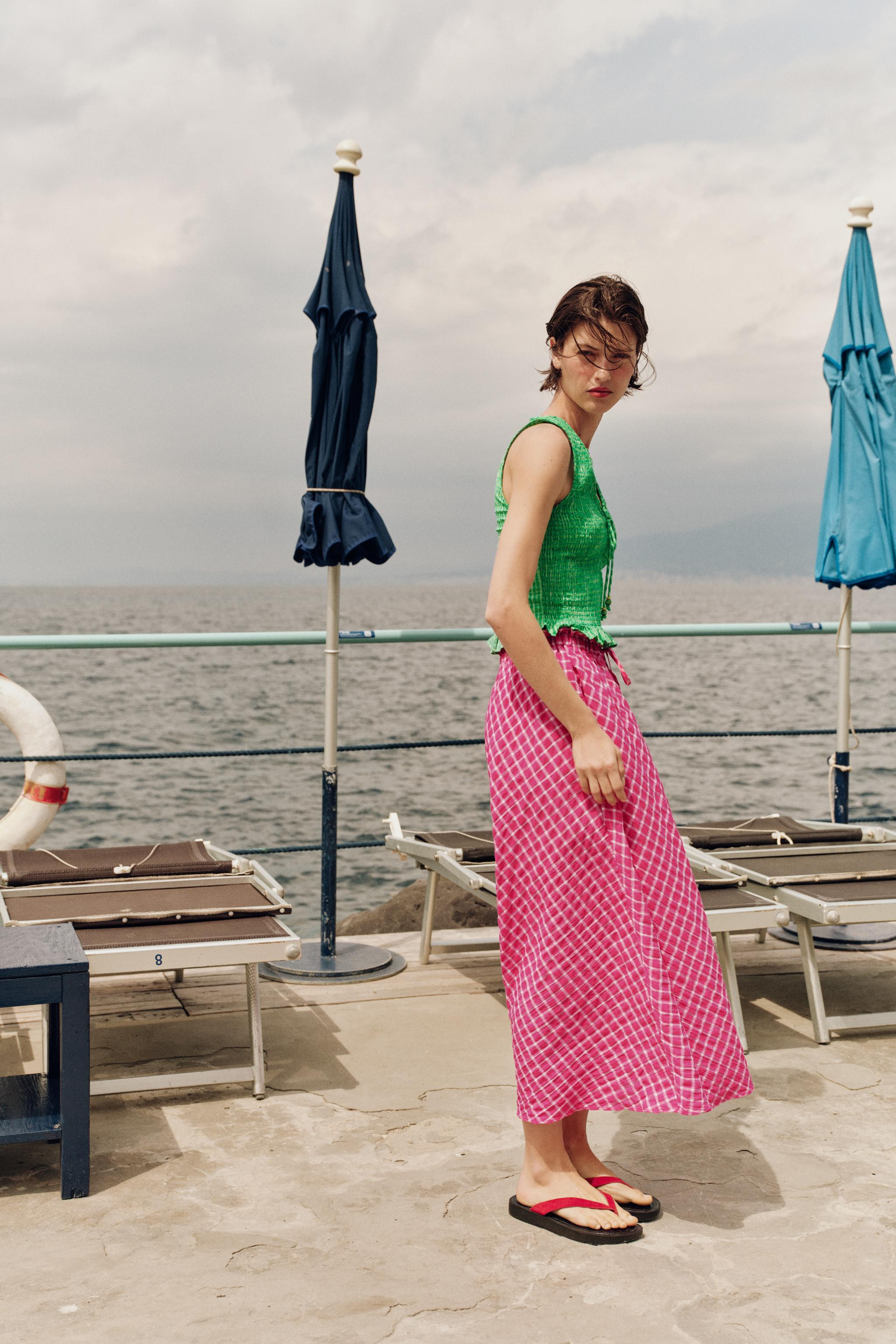 CHECK MIDI SKIRT | Zara UK