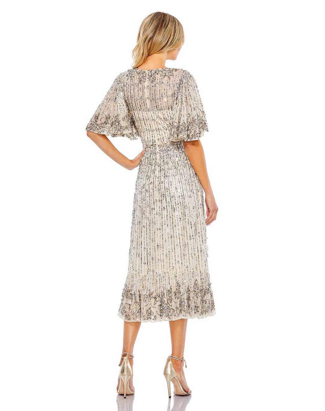 Flounce Sleeve Midi Dress | Mac Duggal