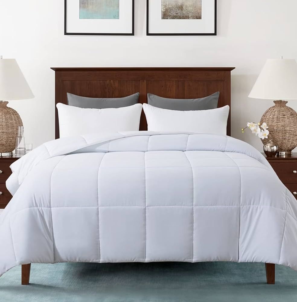 Cosybay Down Alternative Comforter (White, King) - All Season Soft Quilted King Size Bed Comforte... | Amazon (US)