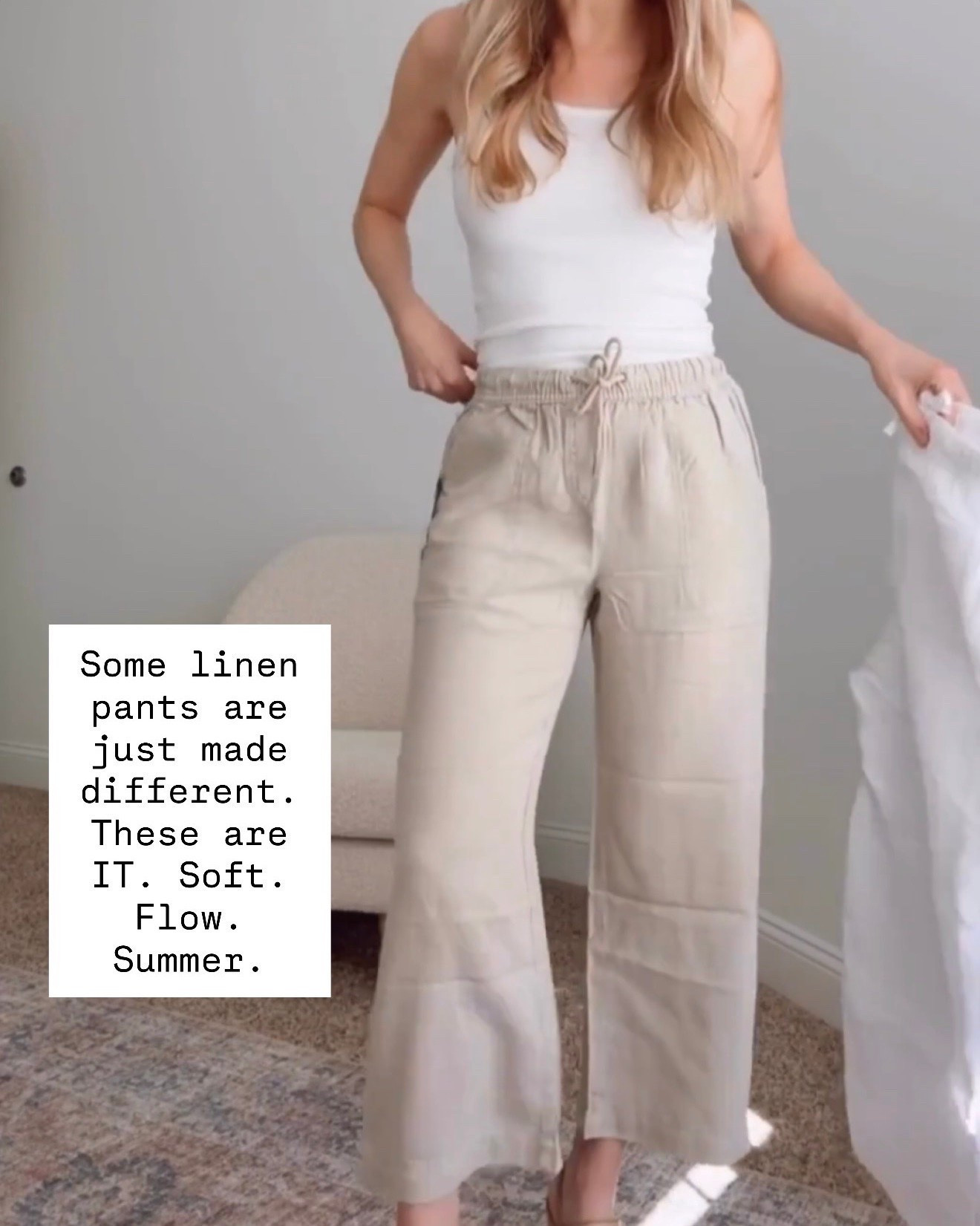 I'm convinced these are the most flattering pants I've ever owned.

linen wide leg pants summer casual drawstring comfortable flowy beige neutral lounge pants vacation outfits

#LTKOver40 #LTKSeasonal #LTKdayinmylife