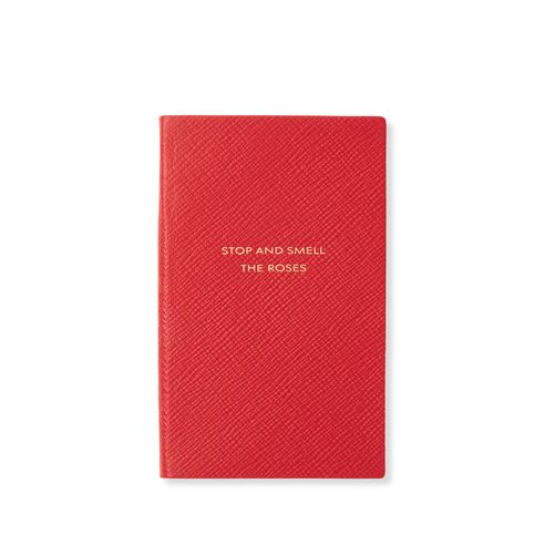 Stop And Smell The Roses Panama Notebook in scarlet red | Smythson | Smythson