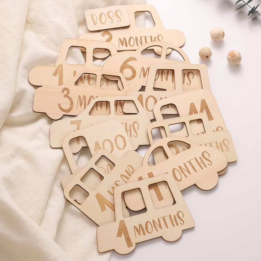 let's make Baby Monthly Milestone Cards | 15 Pcs Wooden Milestone Car Signs from Newborn to 1 Yea... | Amazon (US)