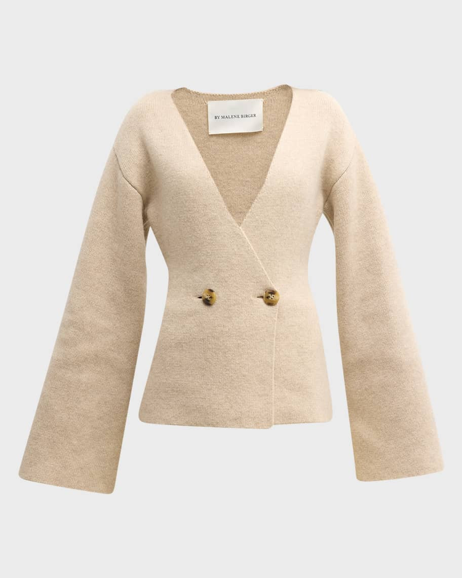 By Malene Birger Tinley Double-Breasted Wool Cardigan | Neiman Marcus