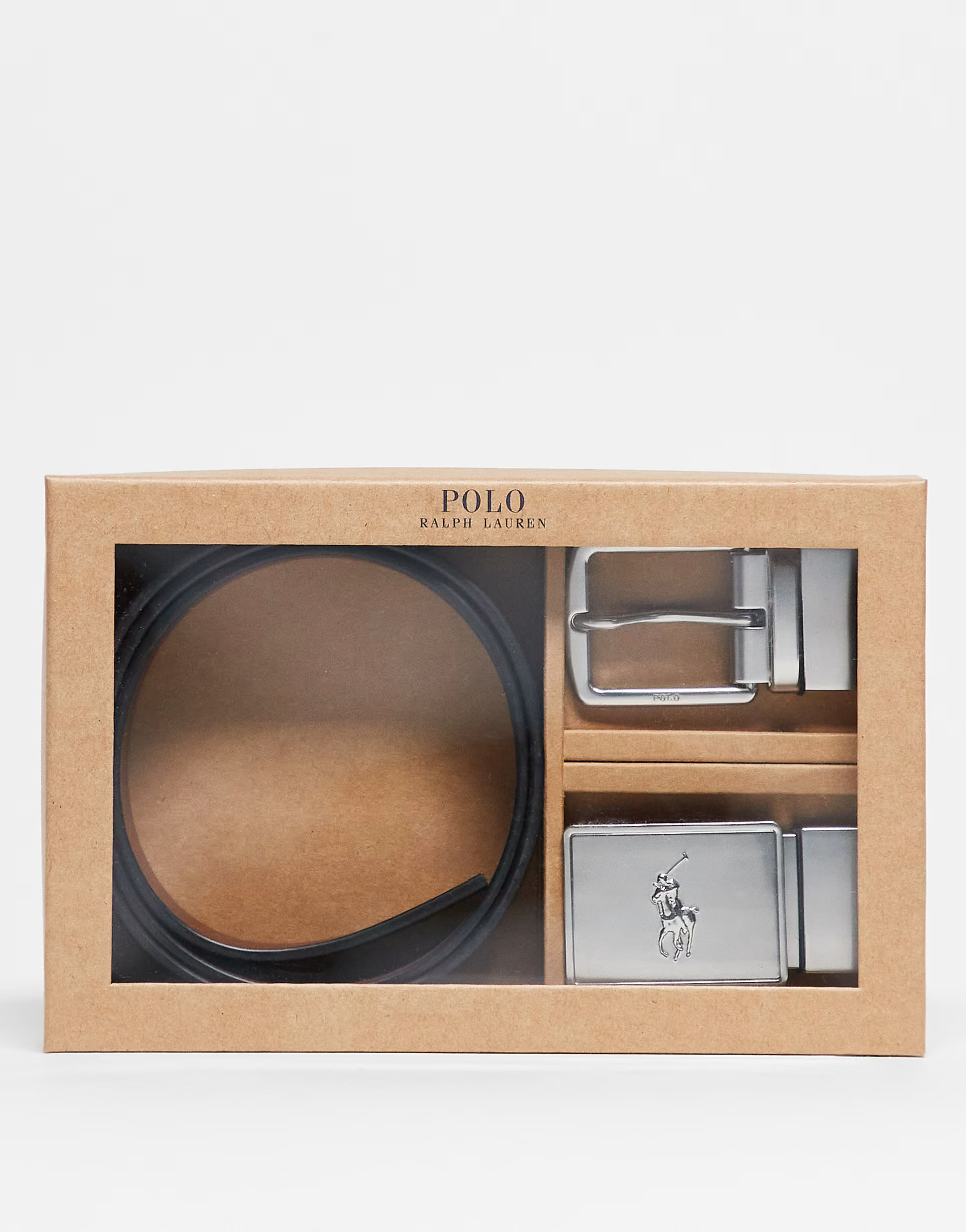 Polo Ralph Lauren reversible leather belt changeable buckle gift set in black/tan | ASOS | ASOS (Global)