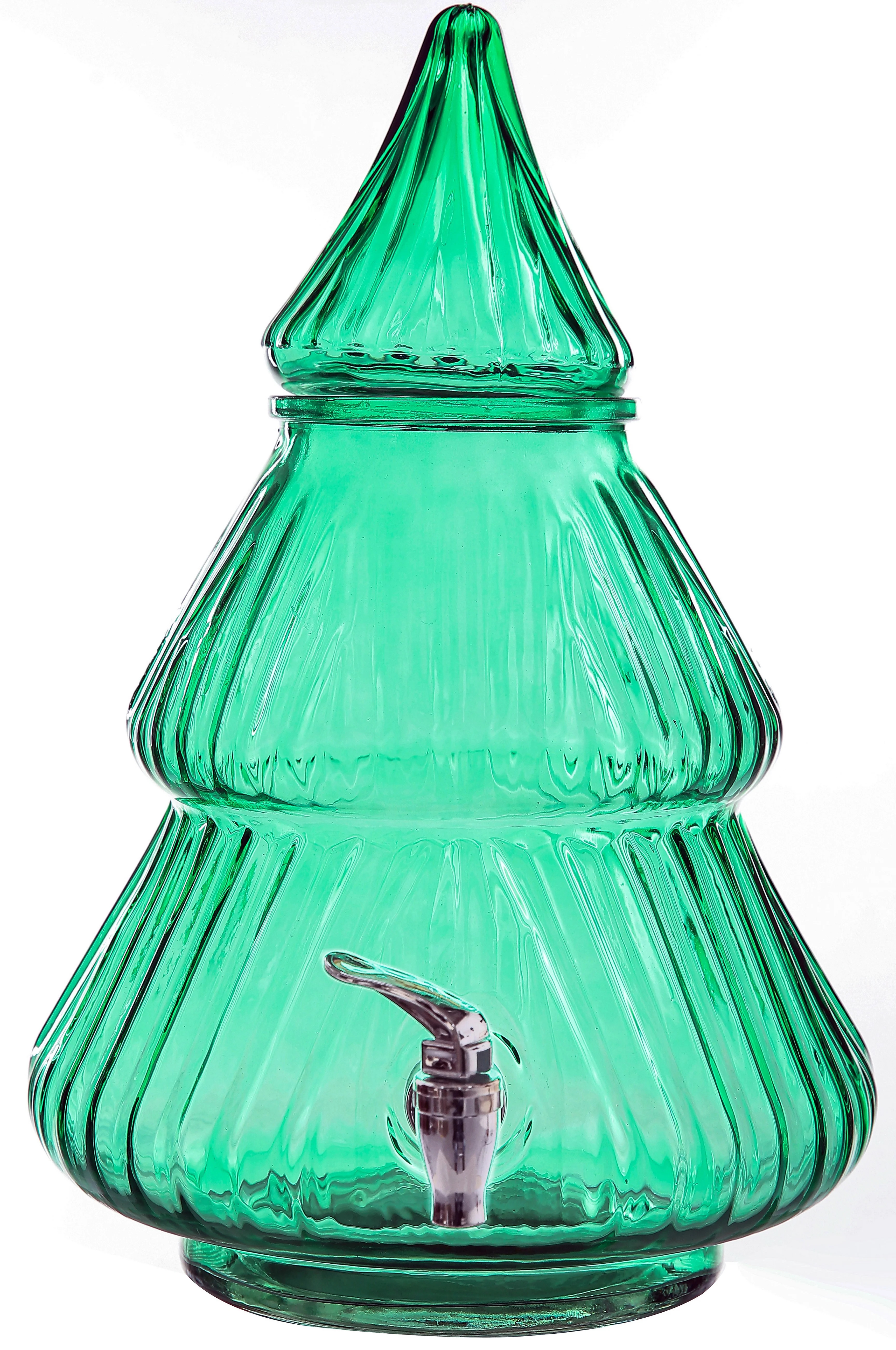 Holiday Time 2.1 Gallon Green Glass Christmas Tree Beverage Dispenser | Walmart (US)