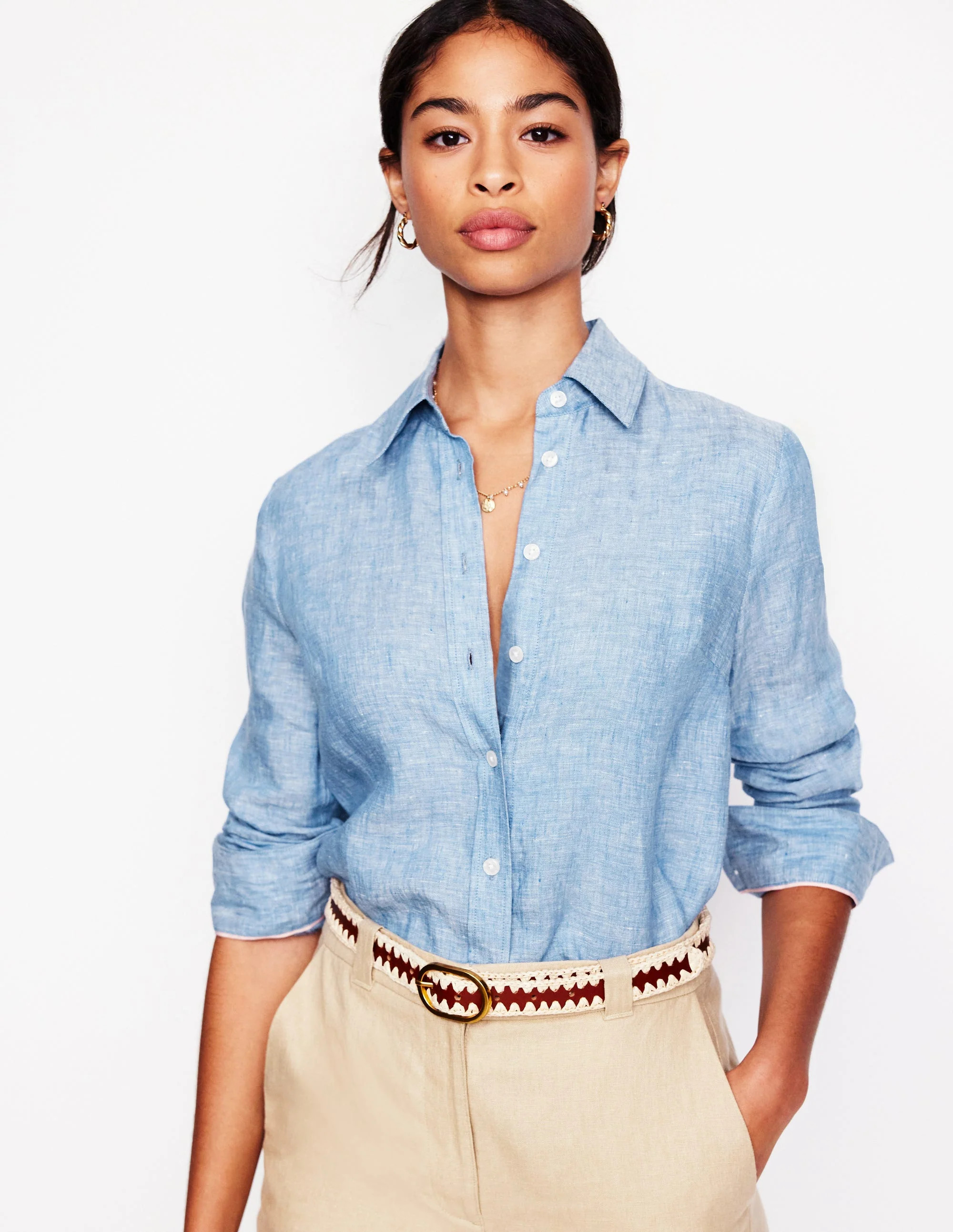Sienna Linen Shirt-Chambray | Boden UK