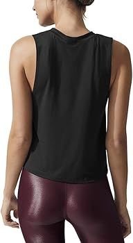 Women's Crop Tops High Neck Flowy Muscle Tank Sleeveless Workout Shirts | Amazon (US)