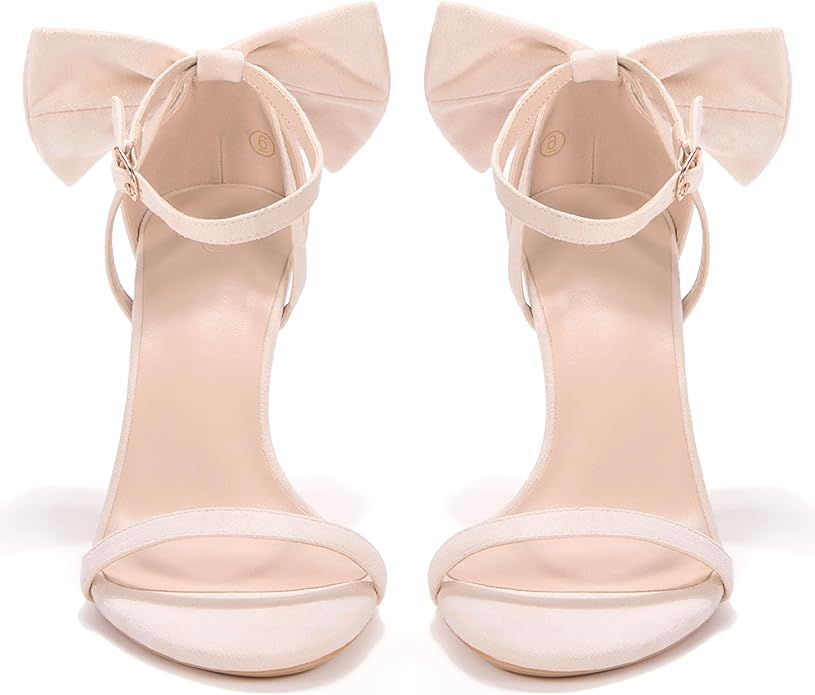 Coutgo Womens Ankle Strap High Heels Open Toe Stiletto Bow Tie Knot Heeled Sandals Fashion Weddin... | Amazon (US)
