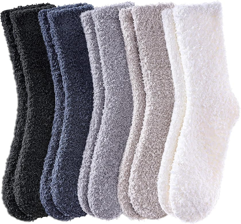 Womens Fuzzy Slipper Socks Animal Soft Warm Cute Microfiber Cozy Fluffy Winter Christmas Socks | Amazon (US)
