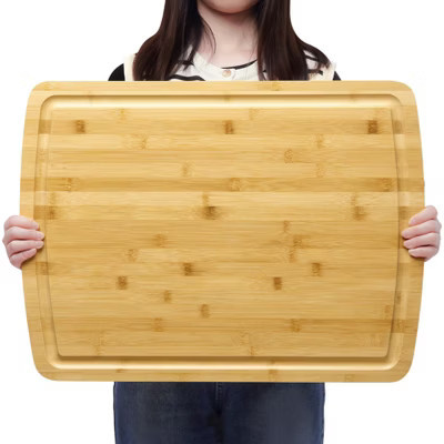 Large Bamboo Cutting Board 24x18 Inch with Juice Groove Heat-Resistant Durable Lightweight Kitchen Essential | Target