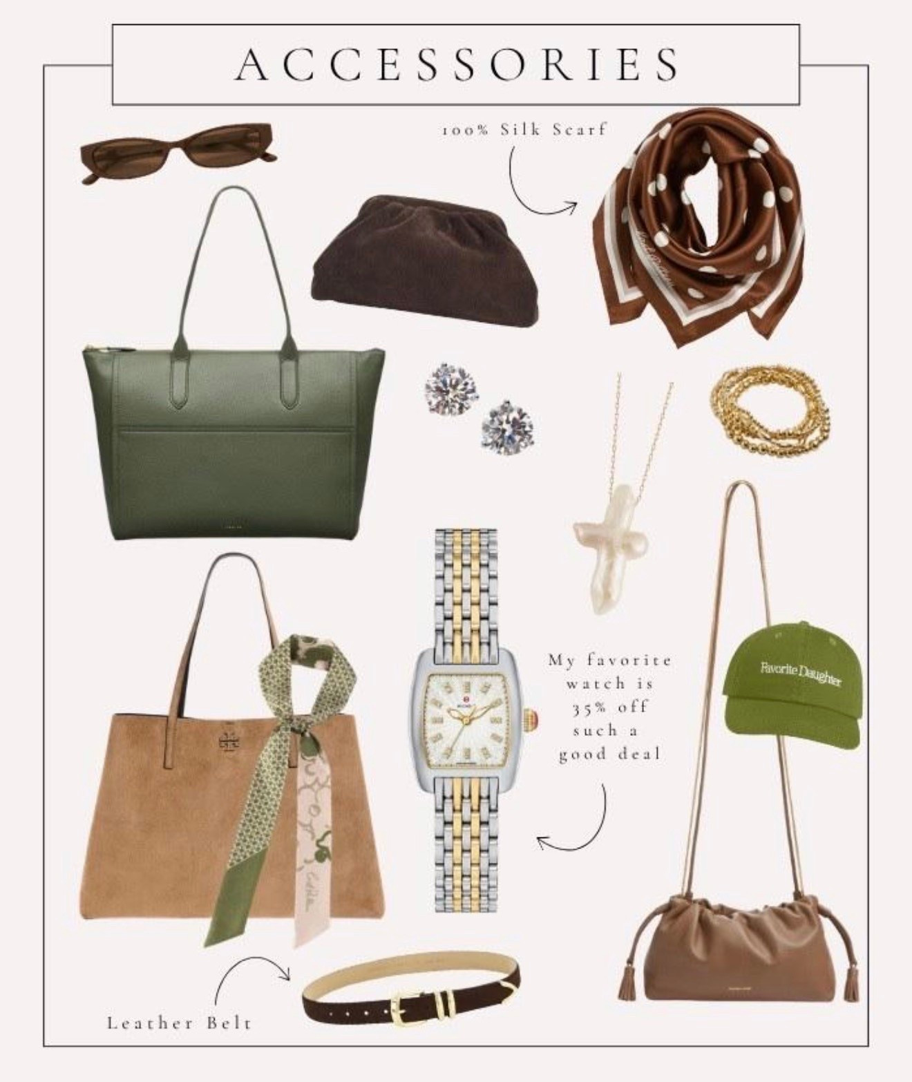 ALLL the fall accessories! I've been obsessed with adding a pop of brown or green to any fall outfit it always makes it feel so styled!

#LTKootd #LTKSeasonal