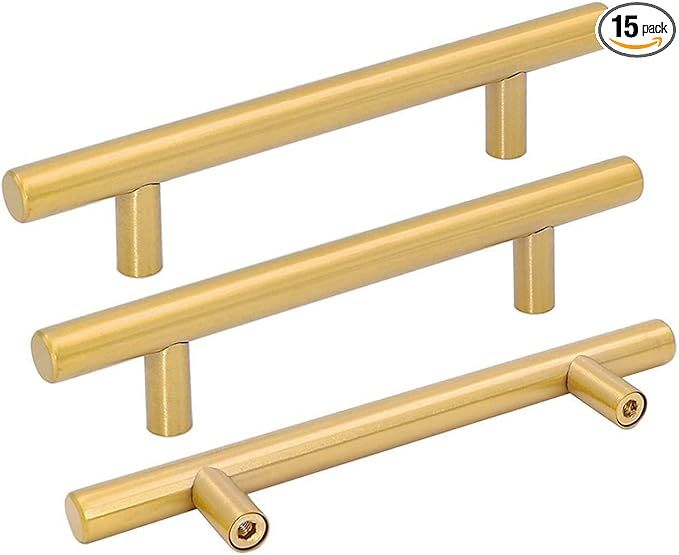 goldenwarm Pack of 15 Gold Kitchen Cabinet Hardware Cabinet Pull Handles Drawer Pulls 4in Dresser... | Amazon (US)