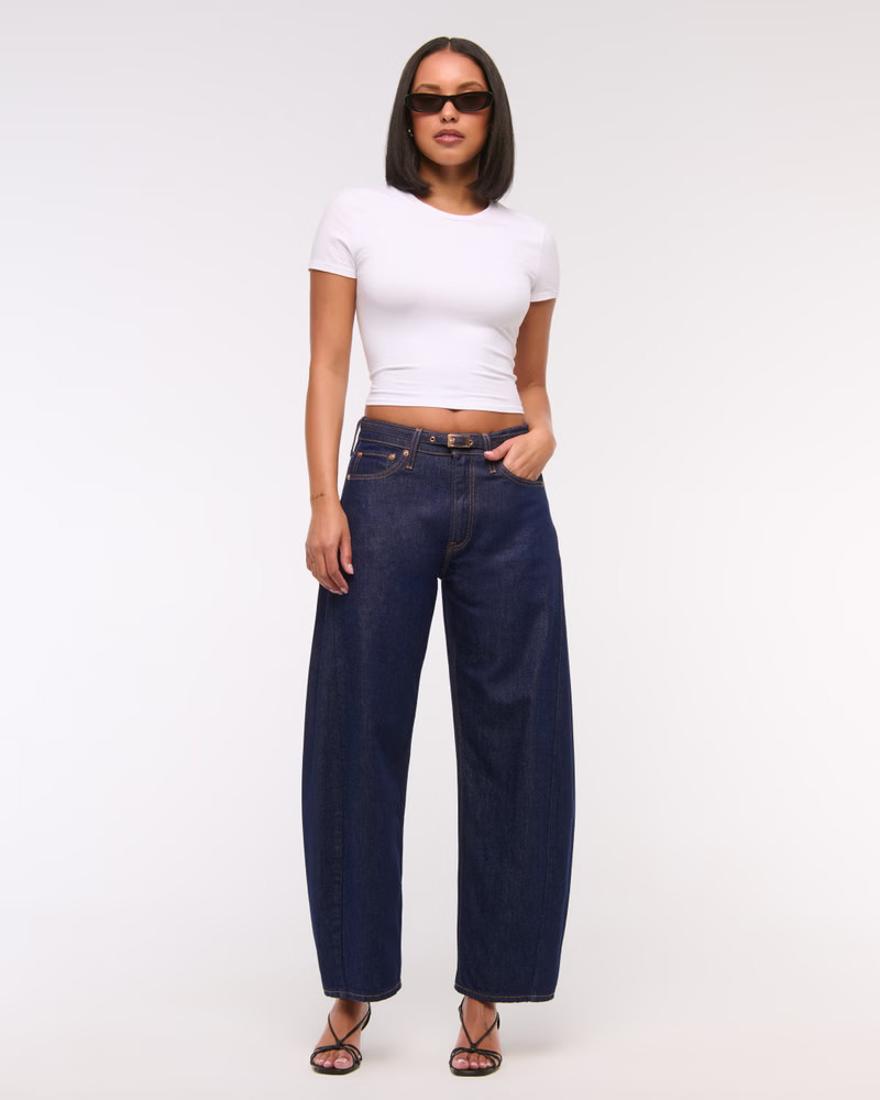 Women's Curve Love Mid Rise Barrel Jean | Women's Bottoms | Abercrombie.com | Abercrombie & Fitch (US)