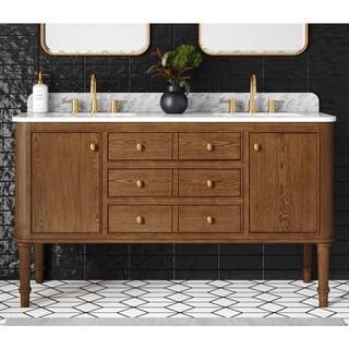 Home Decorators Collection Collette 60 in W x 22 in D x 35 in H Double Sink Bath Vanity in Cinnam... | The Home Depot