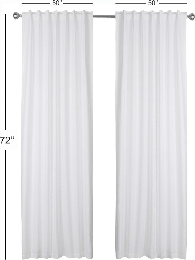 Farm House Curtain-Cotton Textured Slub Fabric 50x72 -White, Cotton Curtains,2 Panels Curtain,Tab... | Amazon (US)