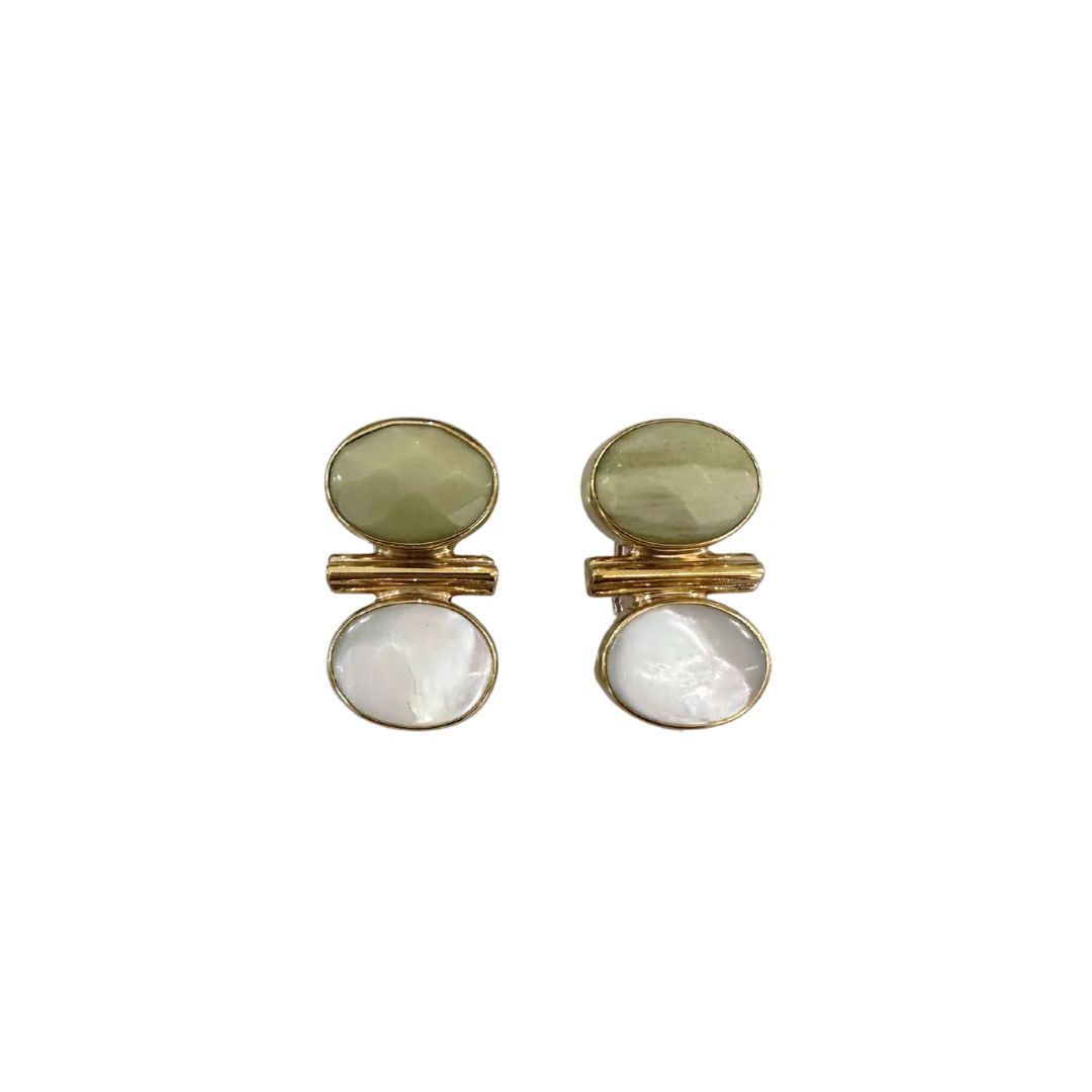 Jan Mclaughlin Earrings - Faceted Jade + Shell
 – Paloma and Co. | Paloma & Co.