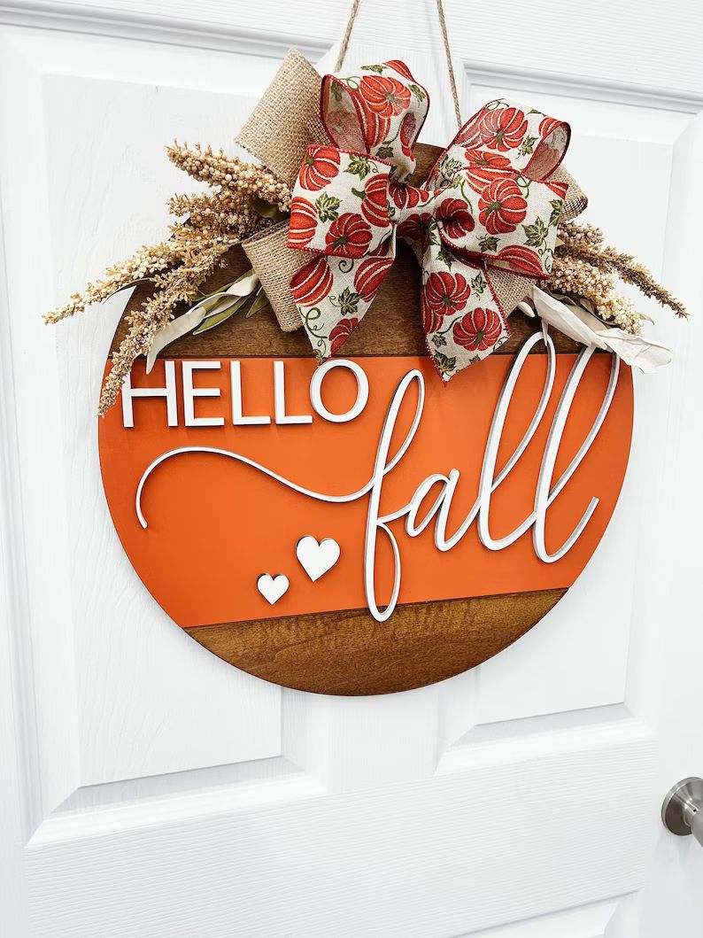 Hello Fall Door Hangerfall Door Wreath Personalized Fall - Etsy | Etsy (US)