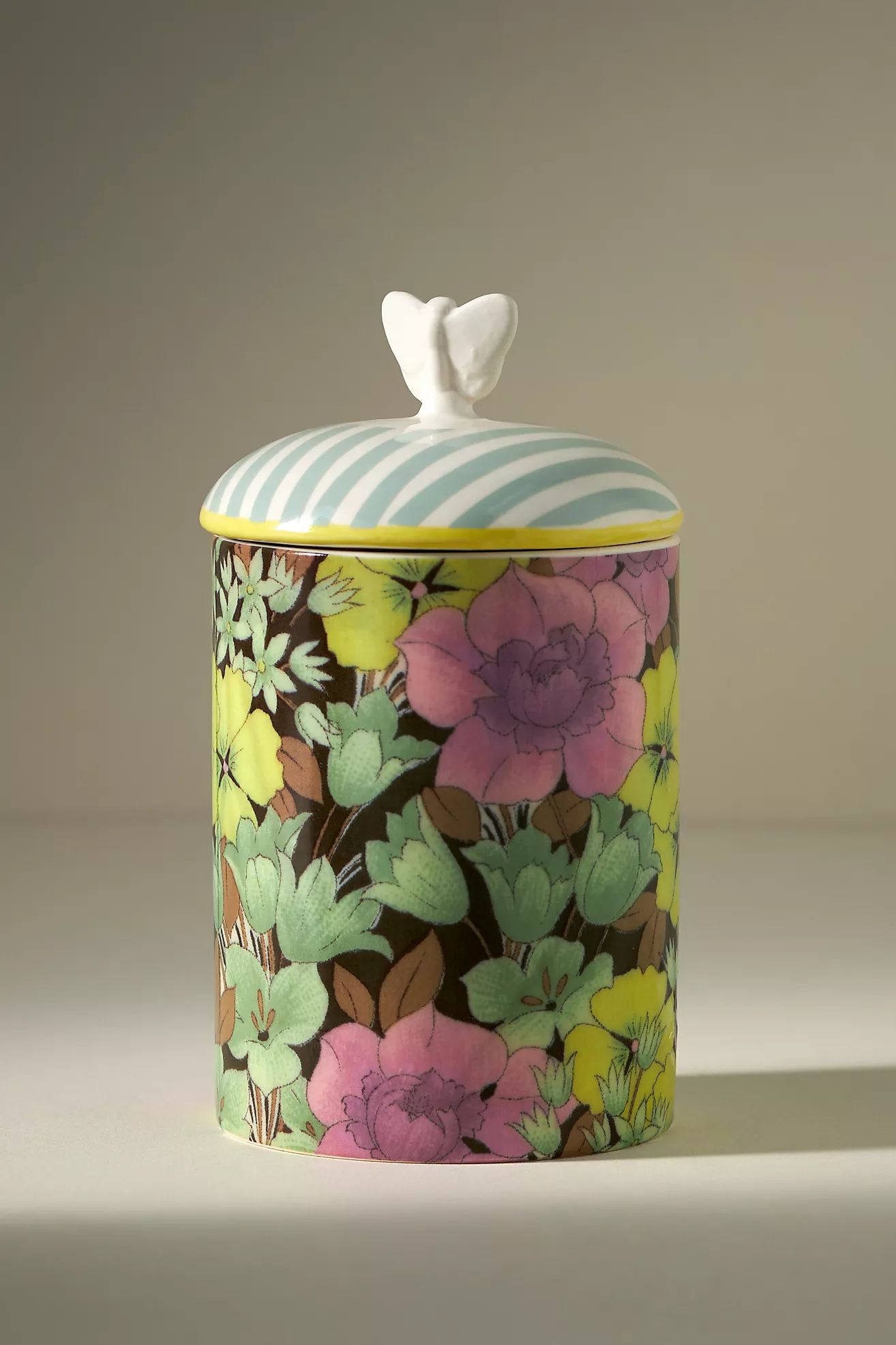 Lyla Floral Pink Peony & Neroli Ceramic Jar Candle | Anthropologie (US)