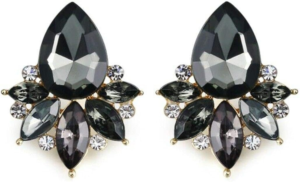 Art Deco Antique Vintage Pear Grey Slate Gray Rhinestone Bridal Bridesmaid Wedding Prom Cluster E... | Amazon (US)