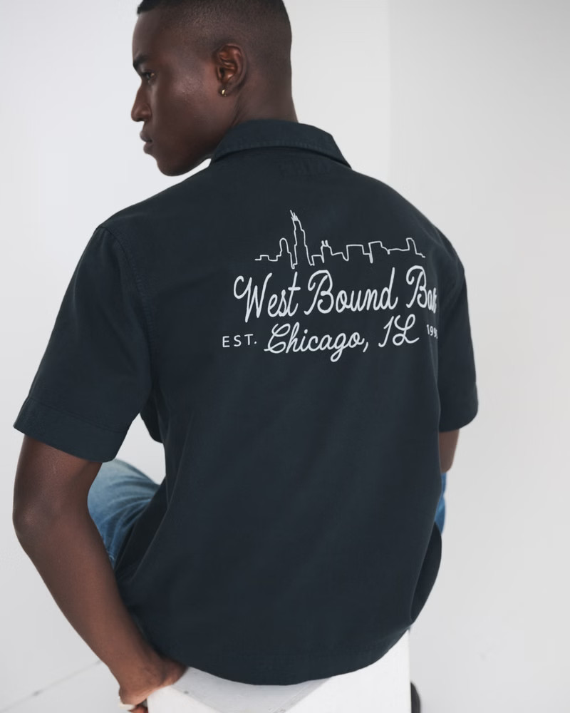 Men's Graphic Zip Popover Shirt | Men's Tops | Abercrombie.com | Abercrombie & Fitch (US)