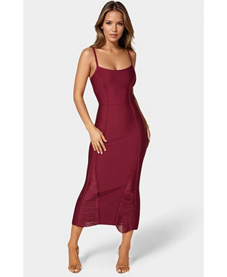 Women's Fringe Inset Bandage Midi Dress | Macy's
