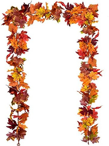 2 Pack Fall Garland Maple Leaf, 5.9Ft/Piece 7 Colors Hanging Vine Garland Artificial Autumn Folia... | Amazon (US)