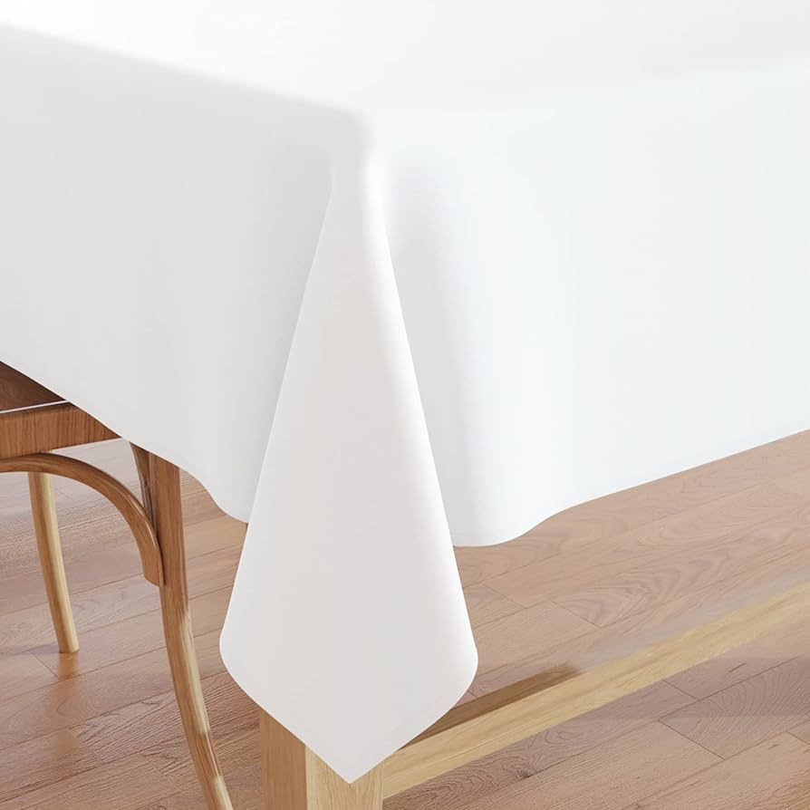 Encasa 100% Cotton Canvas Tablecloth with White Solid Color & Rectangular Size 56x120 in, 10 ft f... | Amazon (US)