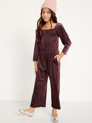 Velvet-Sparkle Long-Sleeve Jumpsuit for Girls | Old Navy (US)