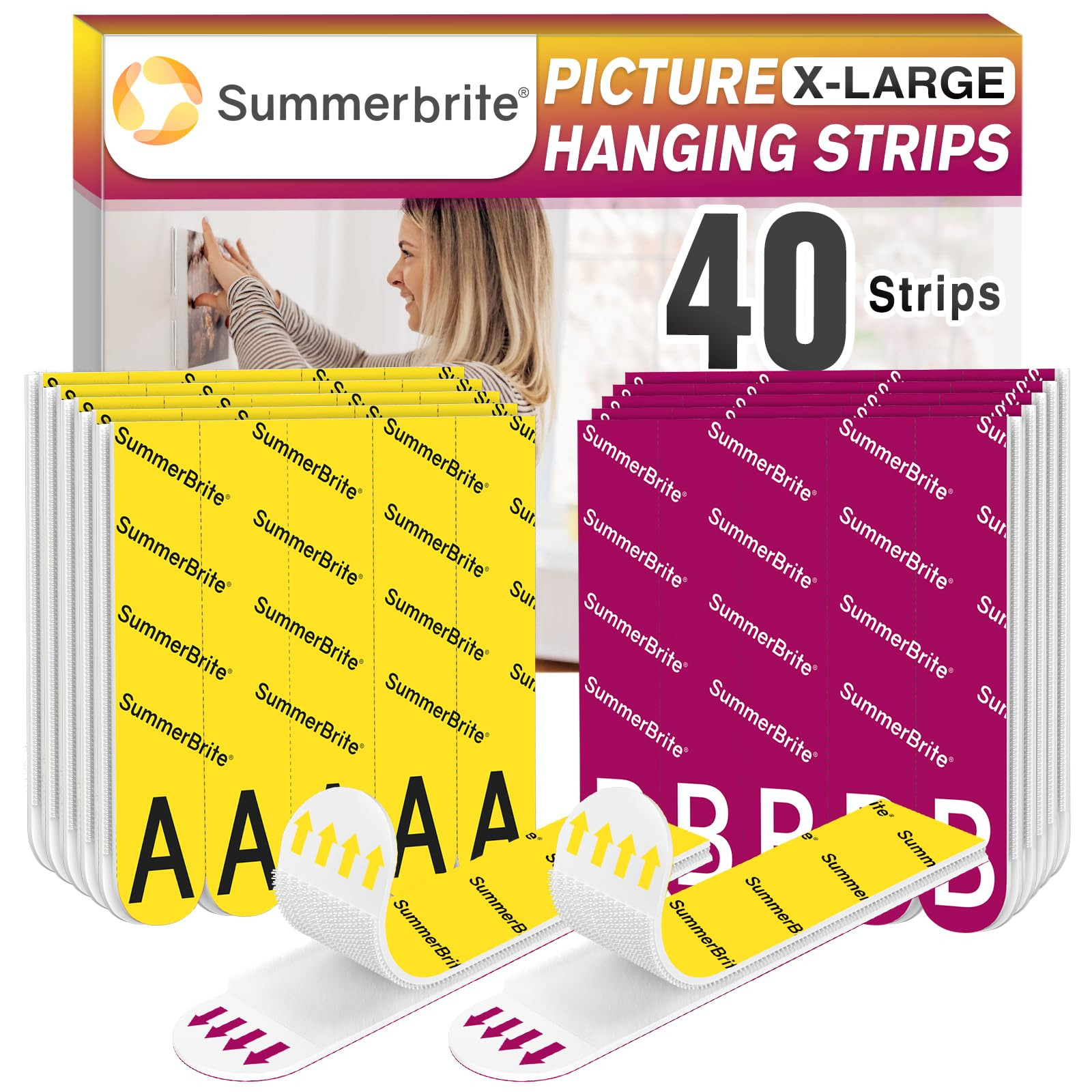 Picture Hanging Strips Heavy Duty XL 20 Pairs/40Strips, Damage Free Hanging Picture Hangers, Remo... | Amazon (US)