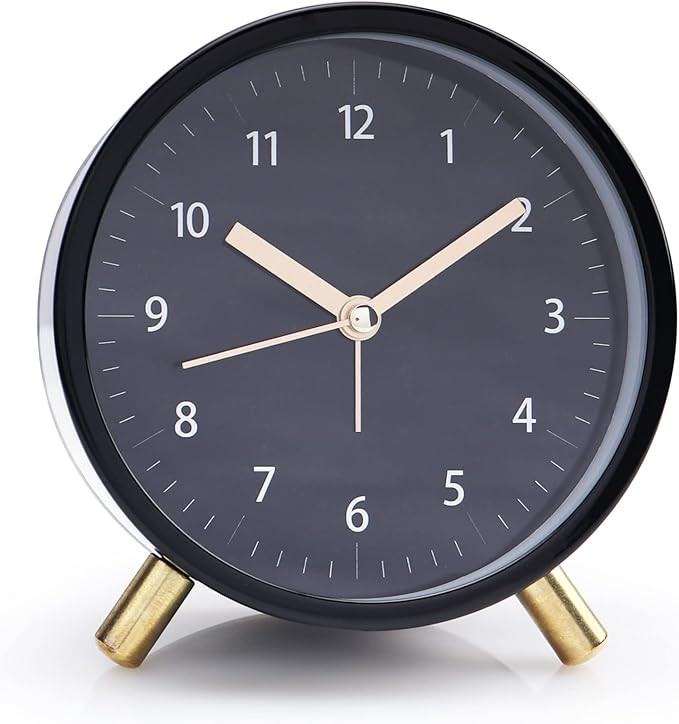 Alarm Clock 4.5" Bedside Analog Alarm Clock for Bedroom Battery Operated Round Clock with Backlig... | Amazon (US)