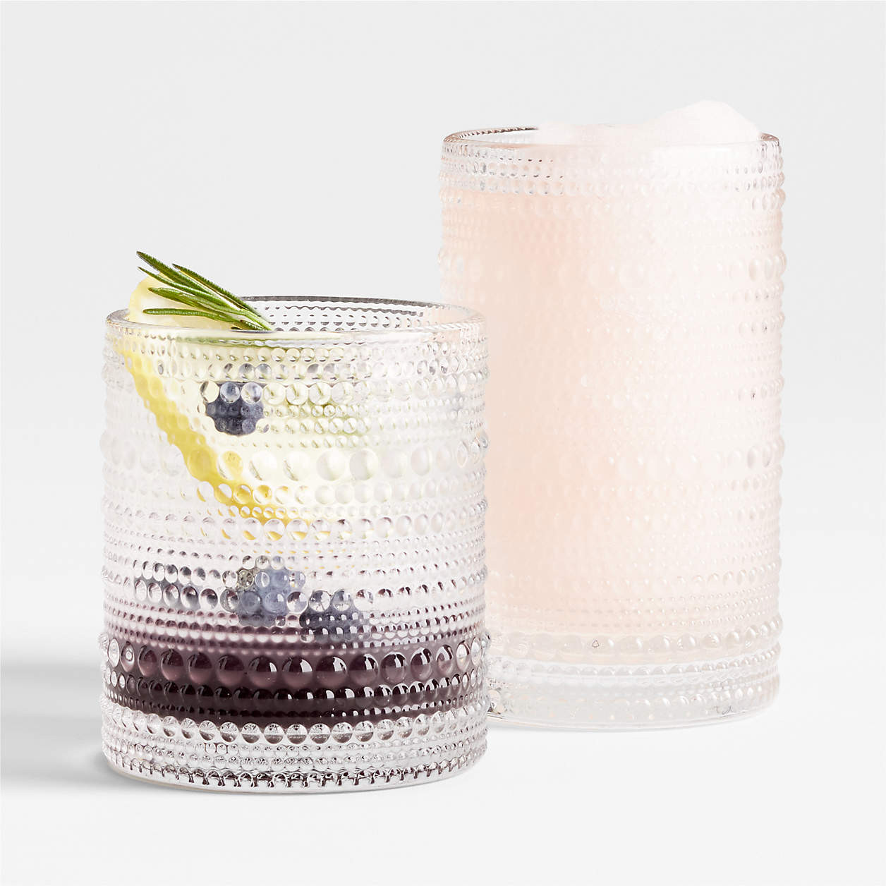 Alma Pink Vintage Double Old-Fashioned Glass + Reviews | Crate & Barrel | Crate & Barrel