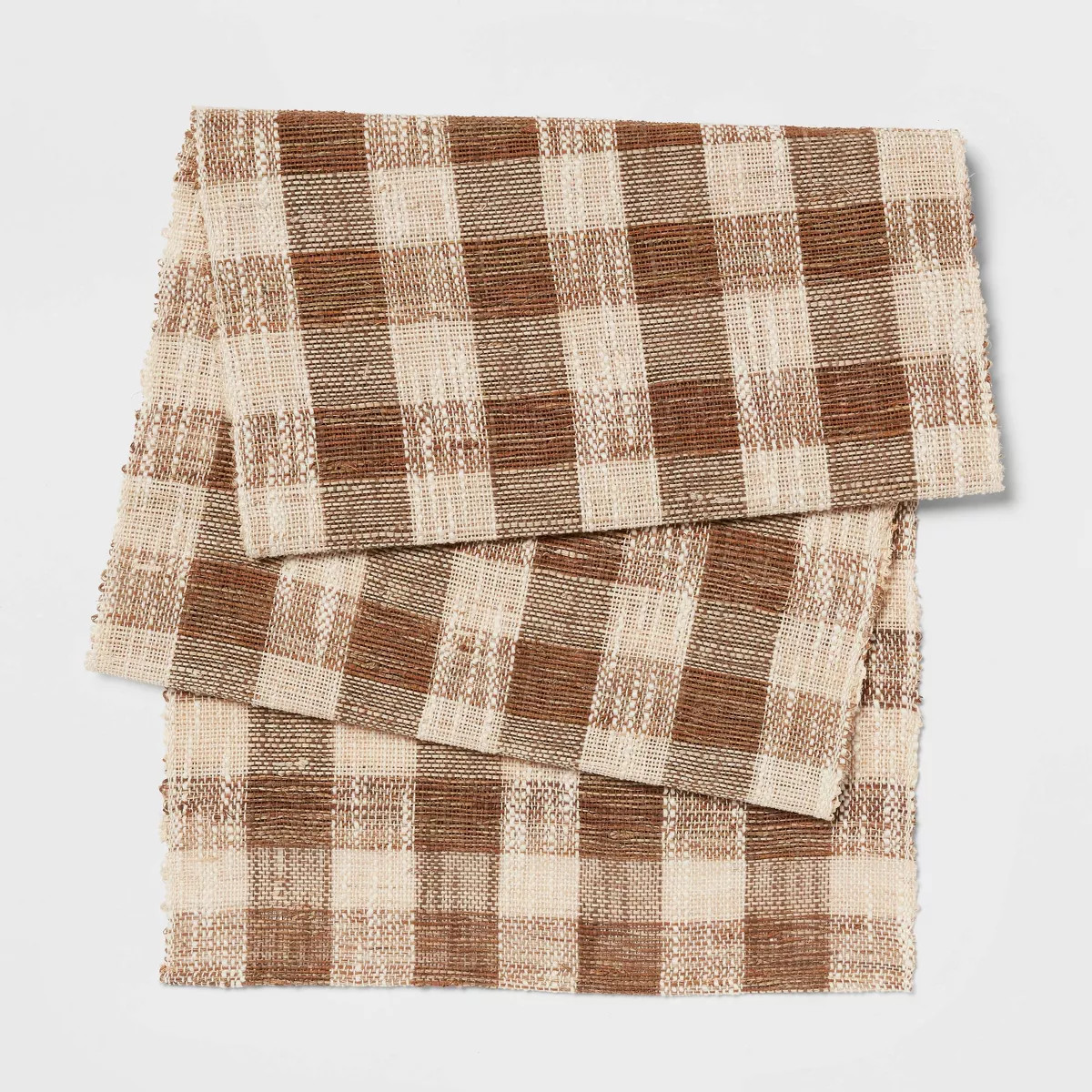 72" x 14" Cotton Gingham Table Runner Brown - Threshold™ | Target