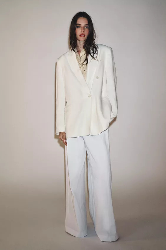 ZW COLLECTION LINEN BLEND DOUBLE BREASTED BLAZER | Zara US